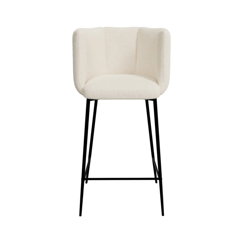 Chaise de bar Rosy en tissu bouclé beige 67 cm (lot de 2)