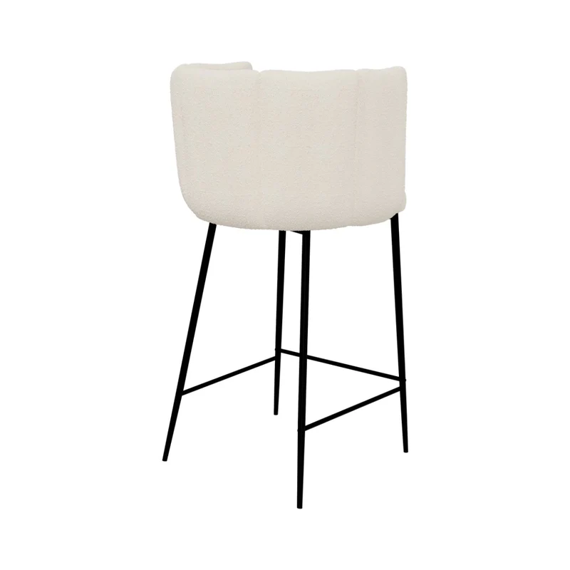 Chaise de bar Rosy en tissu bouclé beige 67 cm (lot de 2)