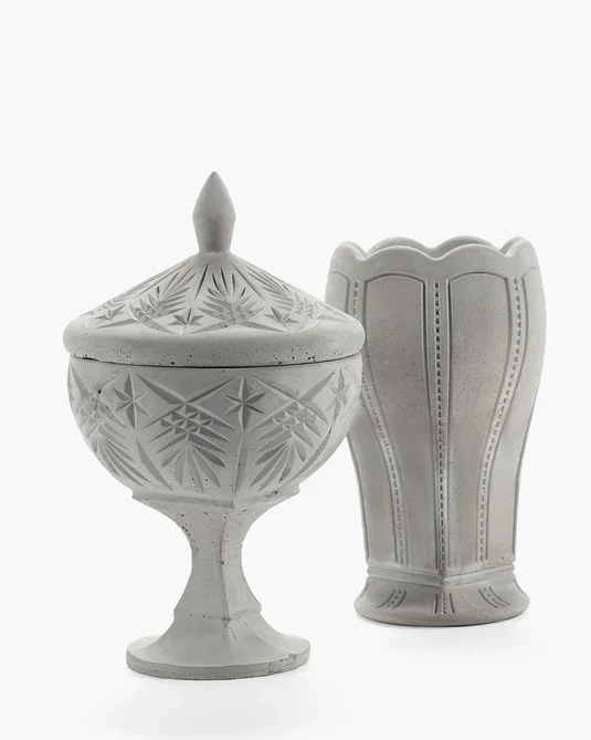 Vase avec tube en verre 05 béton Josephine