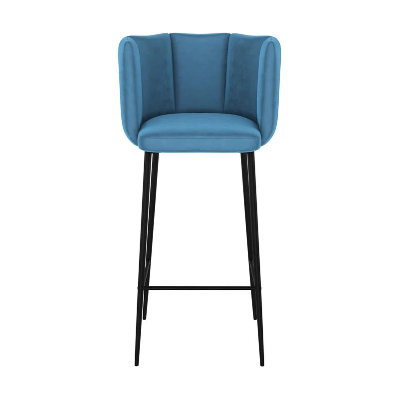 Chaise de bar Rosy en velours bleu 75 cm (lot de 2)