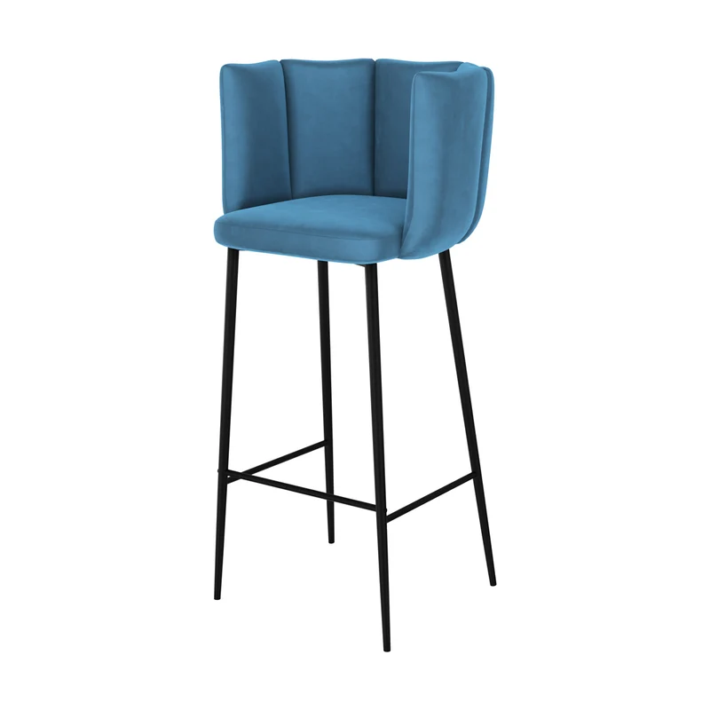 Chaise de bar Rosy en velours bleu 75 cm (lot de 2)