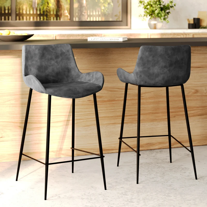 Chaise de bar mi-hauteur Pirata gris/noir 65 cm (lot de 2)