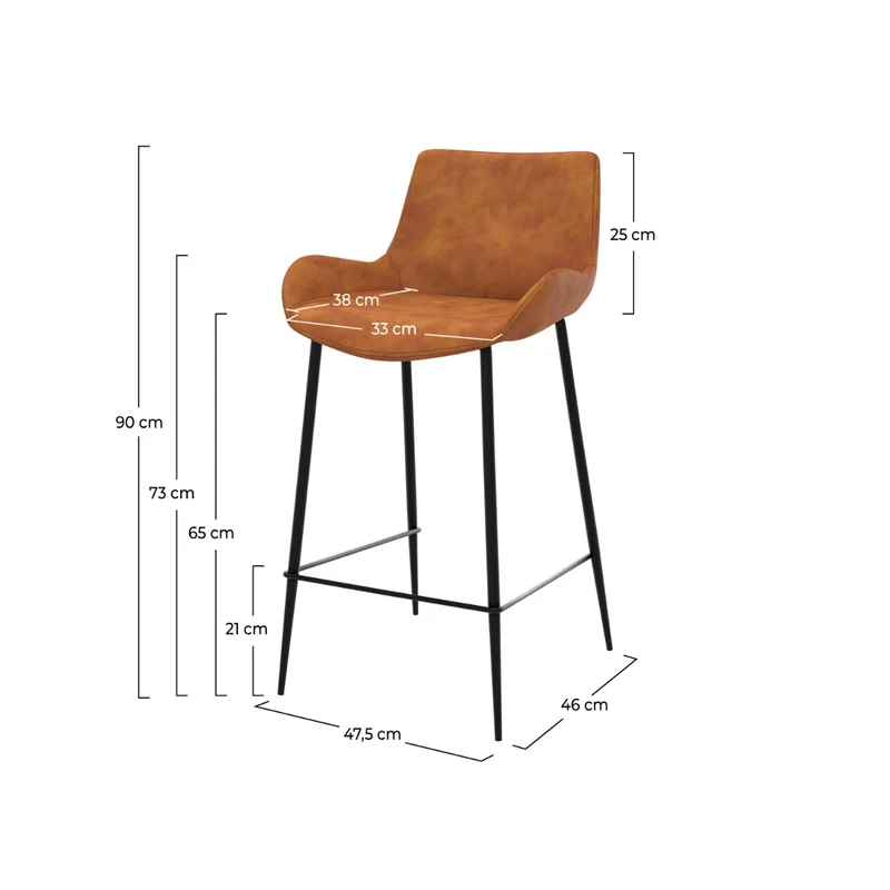 Chaise de bar mi-hauteur Pirata camel 65 cm (lot de 2)