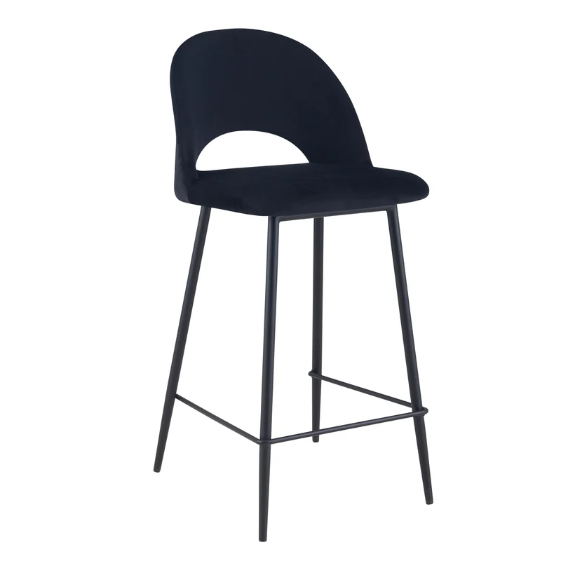 Chaise de bar mi-hauteur Pénélope noire 65 cm (lot de 2)