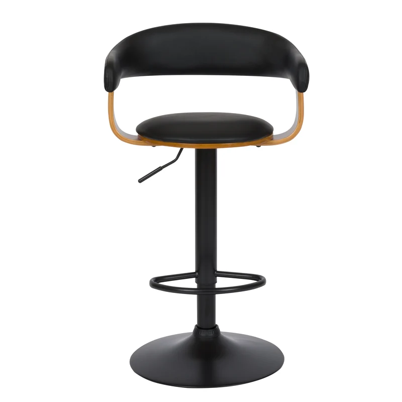 Chaise de bar noire Harold avec accoudoirs 62/84 cm