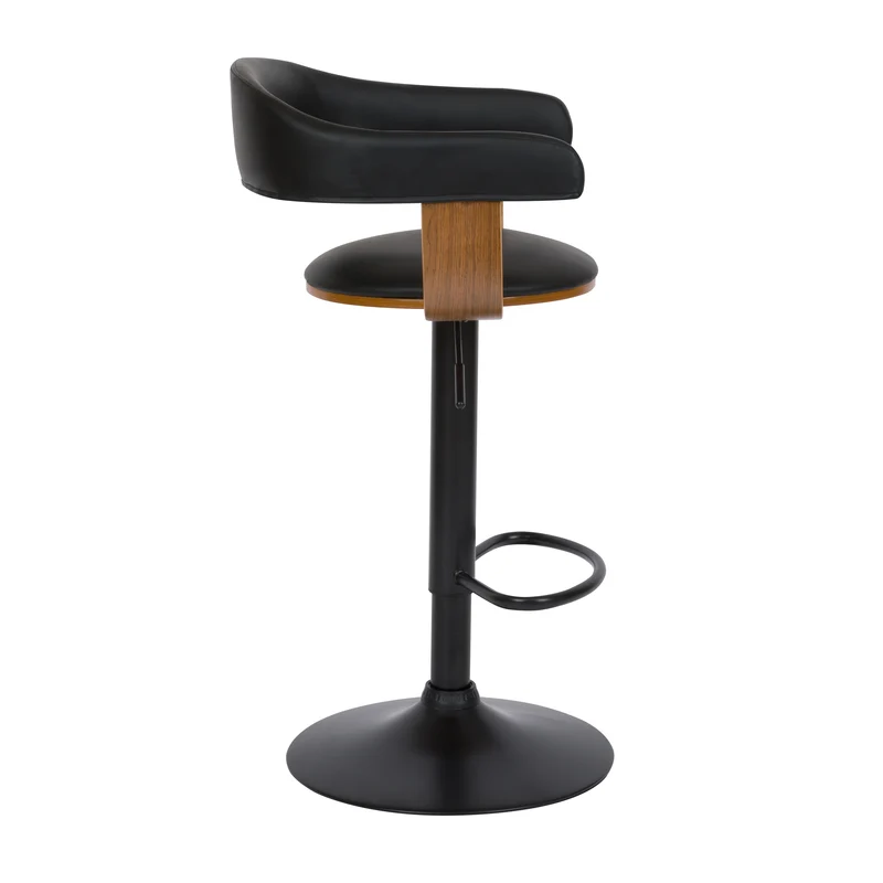 Chaise de bar noire Harold avec accoudoirs 62/84 cm