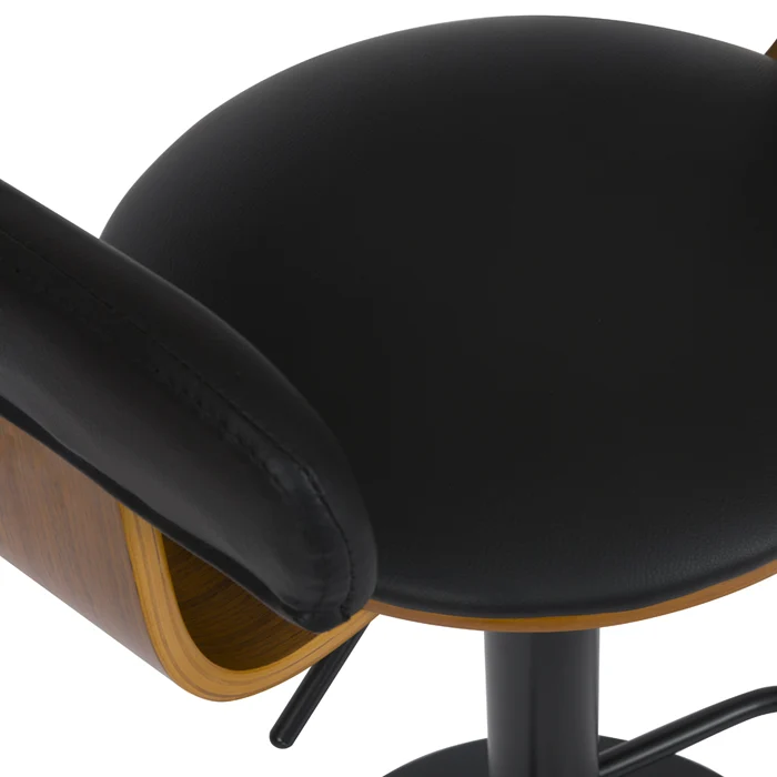Chaise de bar noire Harold avec accoudoirs 62/84 cm