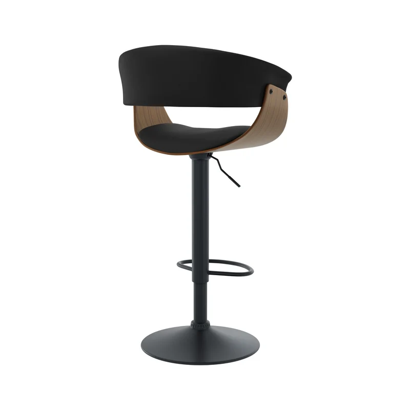 Chaise de bar noire Basile avec accoudoirs 59/81 cm