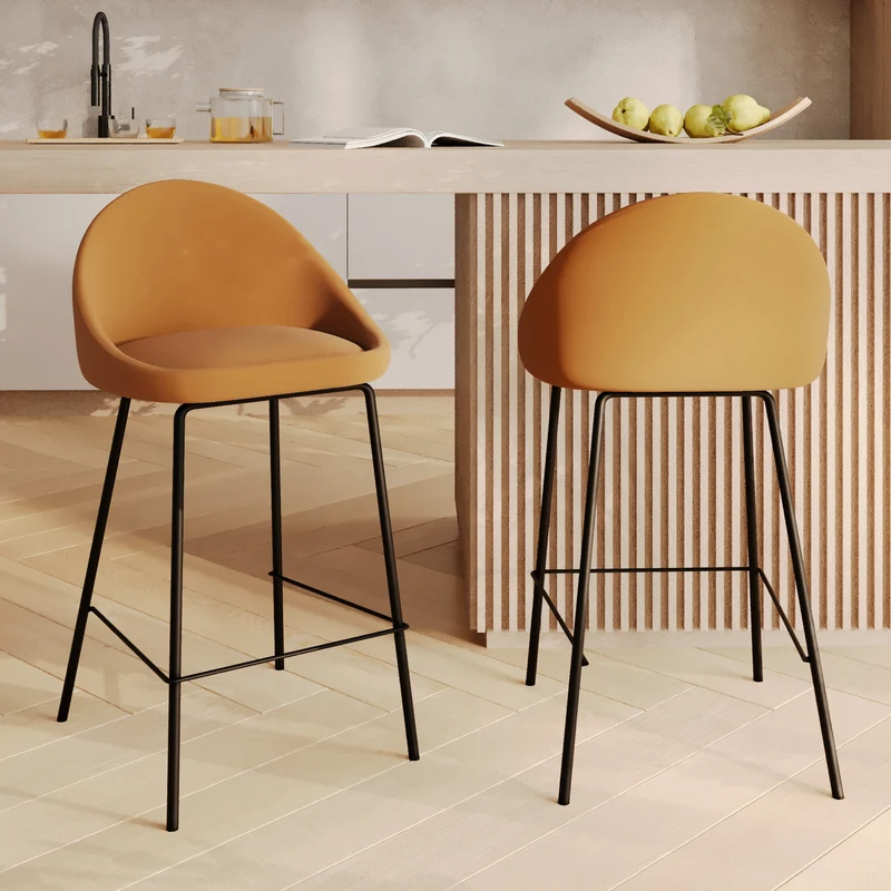 Chaise de bar mi-hauteur Misty cannelle 65cm (lot de 2)