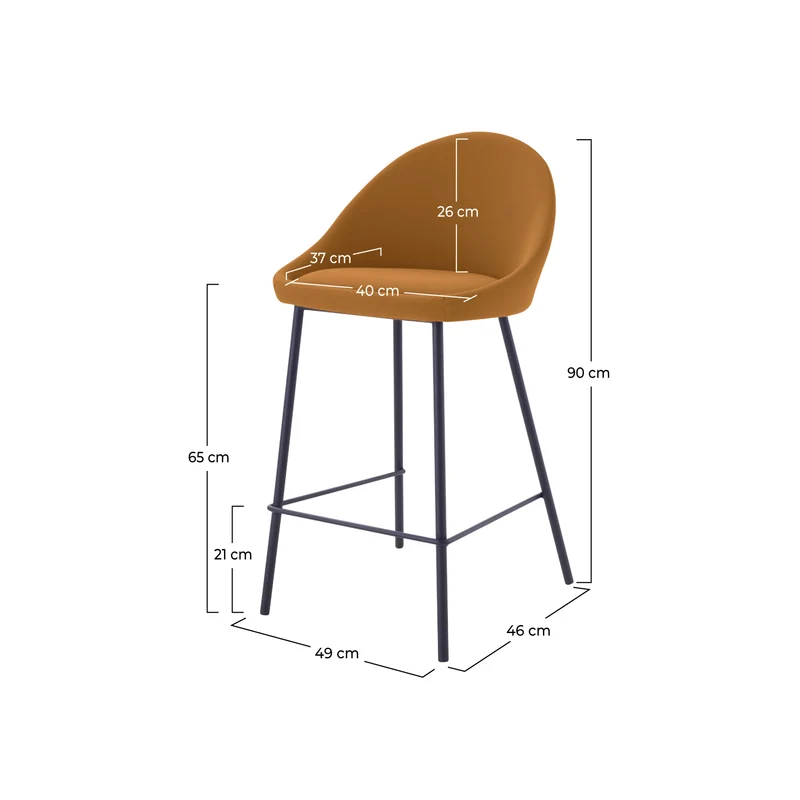 Chaise de bar mi-hauteur Misty cannelle 65cm (lot de 2)