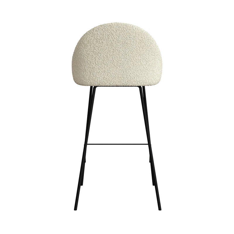 Chaise de bar Misty en tissu bouclette blanche 75 cm (lot de 2)