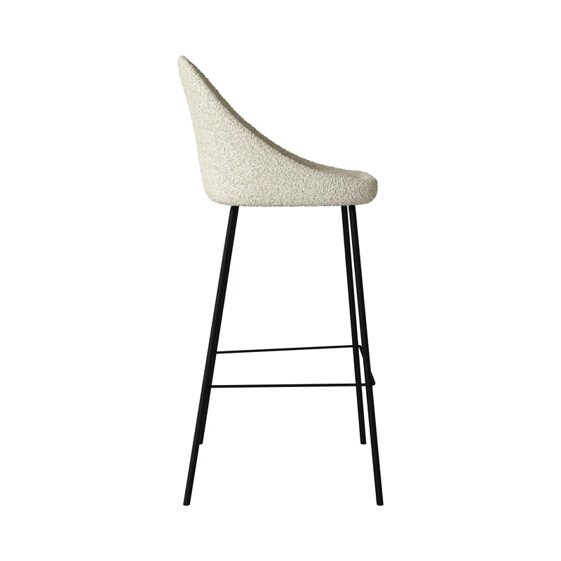 Chaise de bar Misty en tissu bouclette blanche 75 cm (lot de 2)