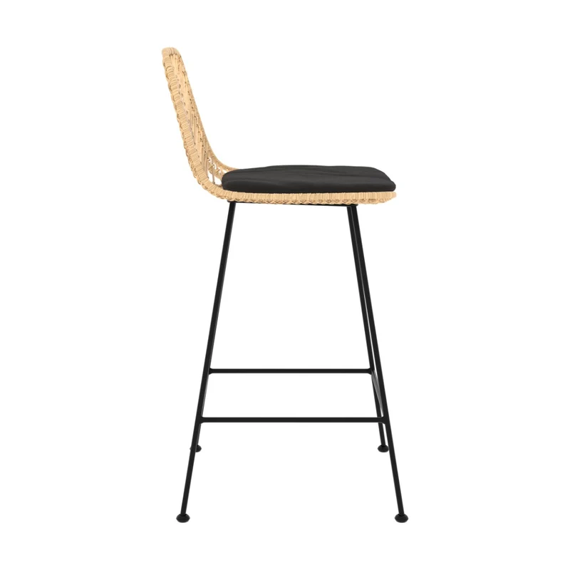Chaise pour îlot central 66 cm Tamara en rotin naturel et noir (lot de 2)
