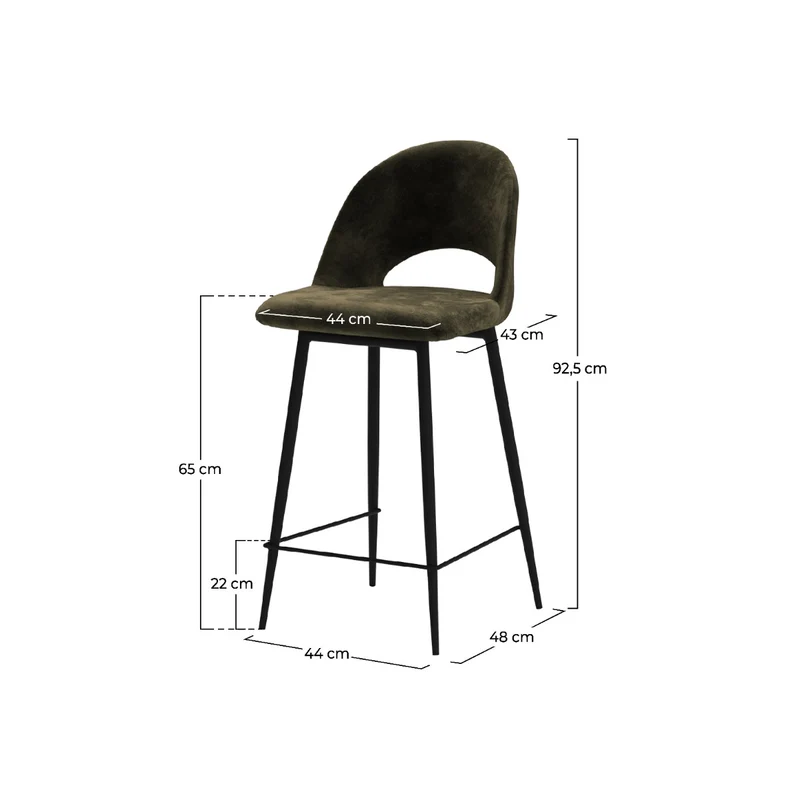 Chaise de bar mi-hauteur Pénélope verte 65 cm (lot de 2)