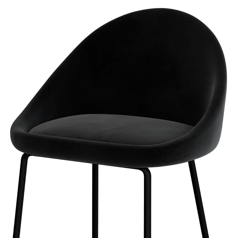 Chaise de bar mi-hauteur Misty en velours noir 65 cm (lot de 2)