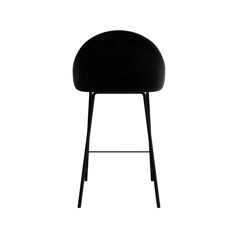 Chaise de bar mi-hauteur Misty en velours noir 65 cm (lot de 2)