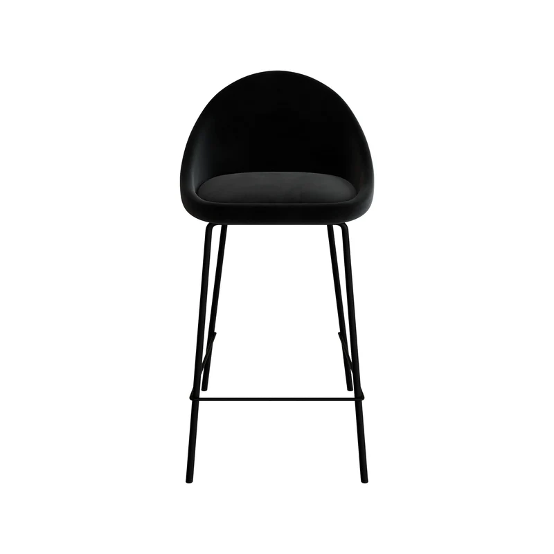 Chaise de bar mi-hauteur Misty en velours noir 65 cm (lot de 2)