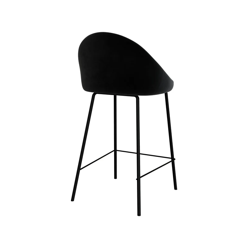 Chaise de bar mi-hauteur Misty en velours noir 65 cm (lot de 2)