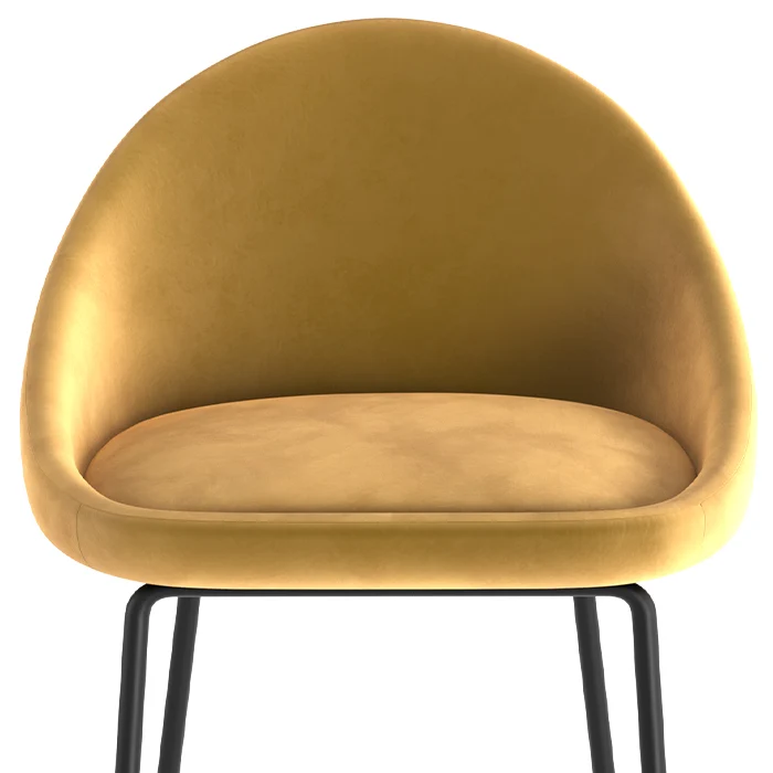 Chaise de bar mi-hauteur Misty en velours jaune 65 cm (lot de 2)