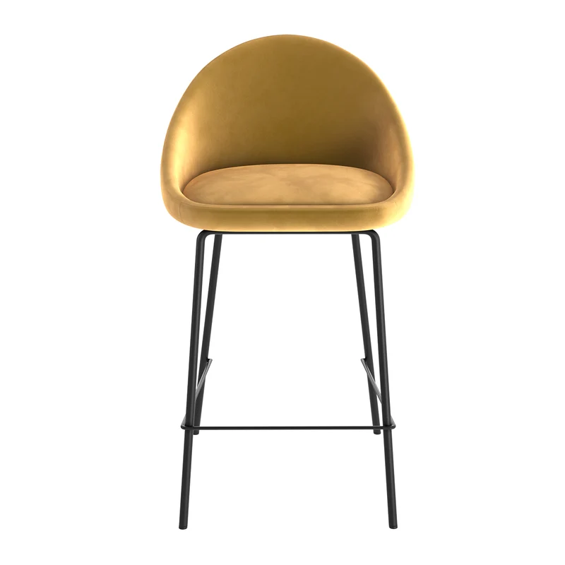 Chaise de bar mi-hauteur Misty en velours jaune 65 cm (lot de 2)