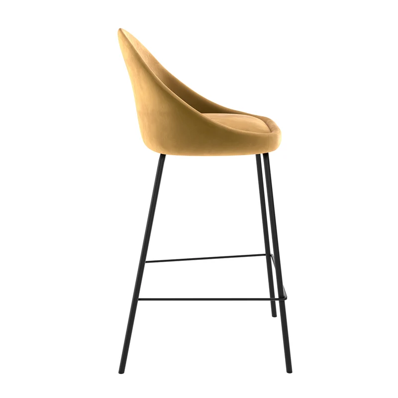 Chaise de bar mi-hauteur Misty en velours jaune 65 cm (lot de 2)