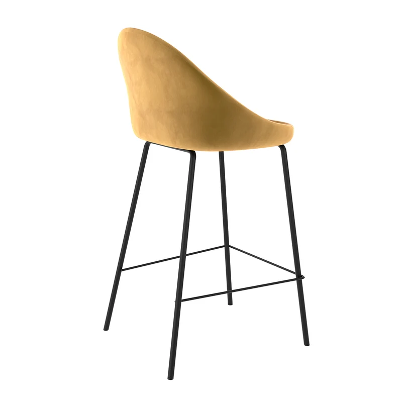 Chaise de bar mi-hauteur Misty en velours jaune 65 cm (lot de 2)