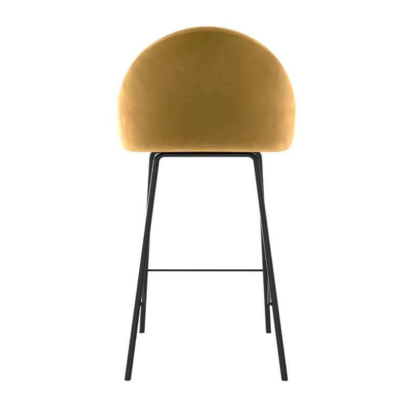 Chaise de bar mi-hauteur Misty en velours jaune 65 cm (lot de 2)