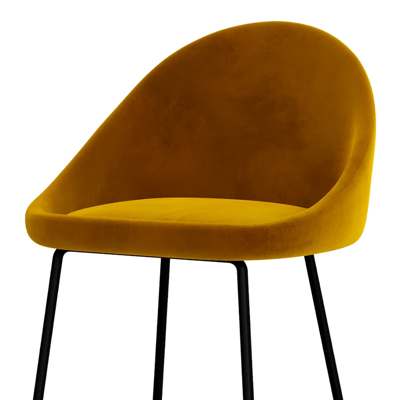 Chaise de bar Misty en velours jaune 75 cm (lot de 2)
