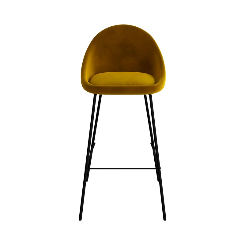 Chaise de bar Misty en velours jaune 75 cm (lot de 2)