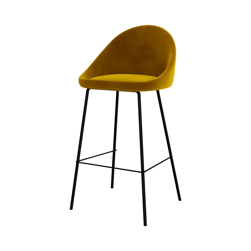 Chaise de bar Misty en velours jaune 75 cm (lot de 2)