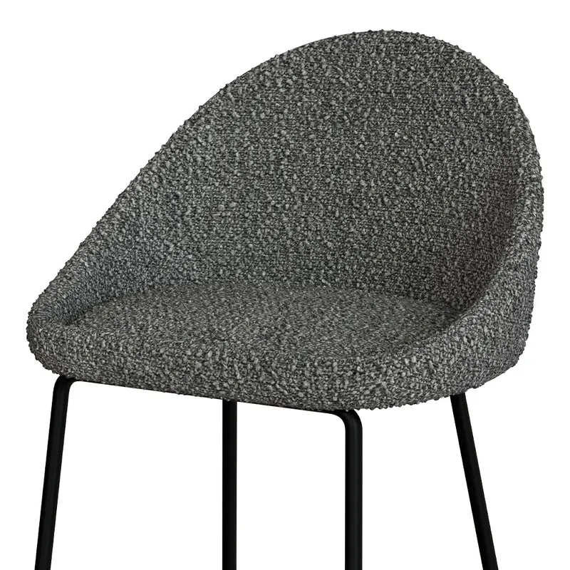Chaise de bar mi-hauteur Misty effet laine bouclette grise 65 cm (lot de 2)