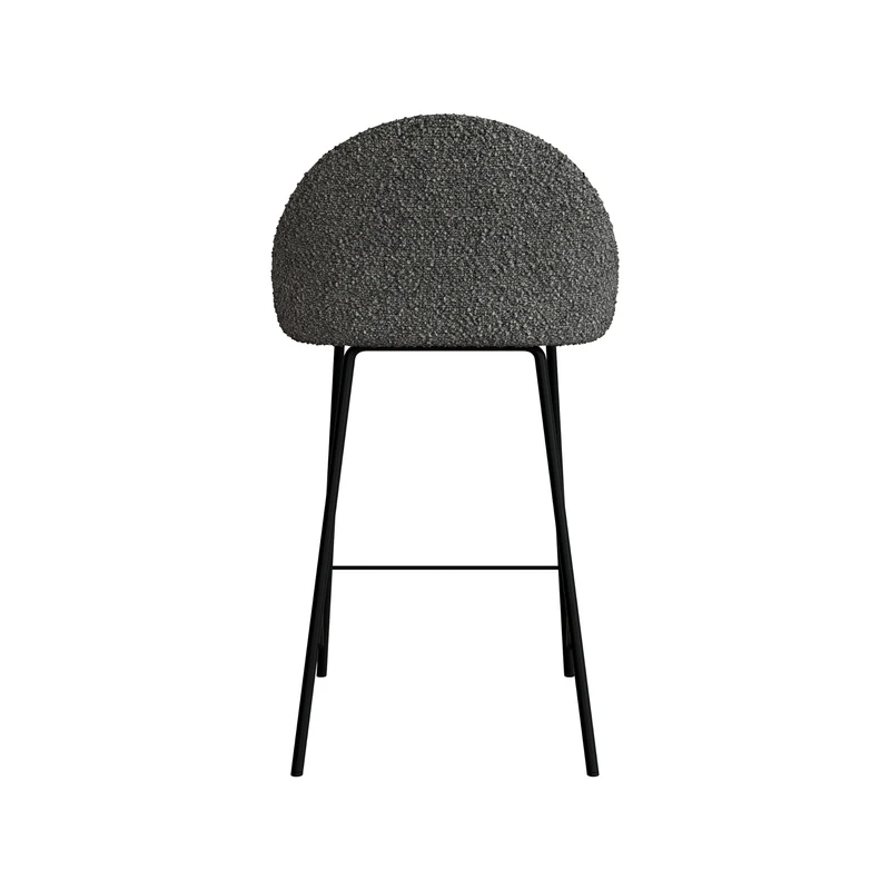 Chaise de bar mi-hauteur Misty effet laine bouclette grise 65 cm (lot de 2)