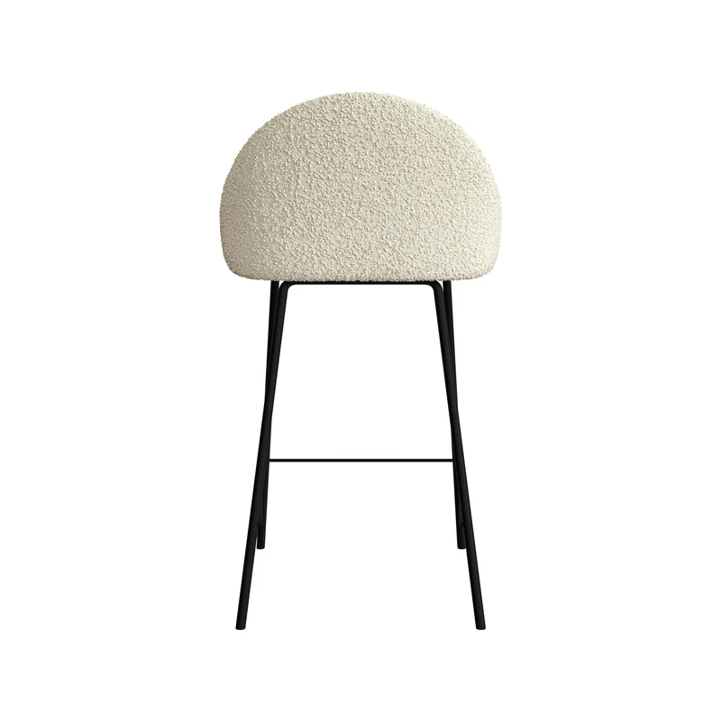 Chaise de bar mi-hauteur Misty effet laine bouclette blanche 65 cm (lot de 2)
