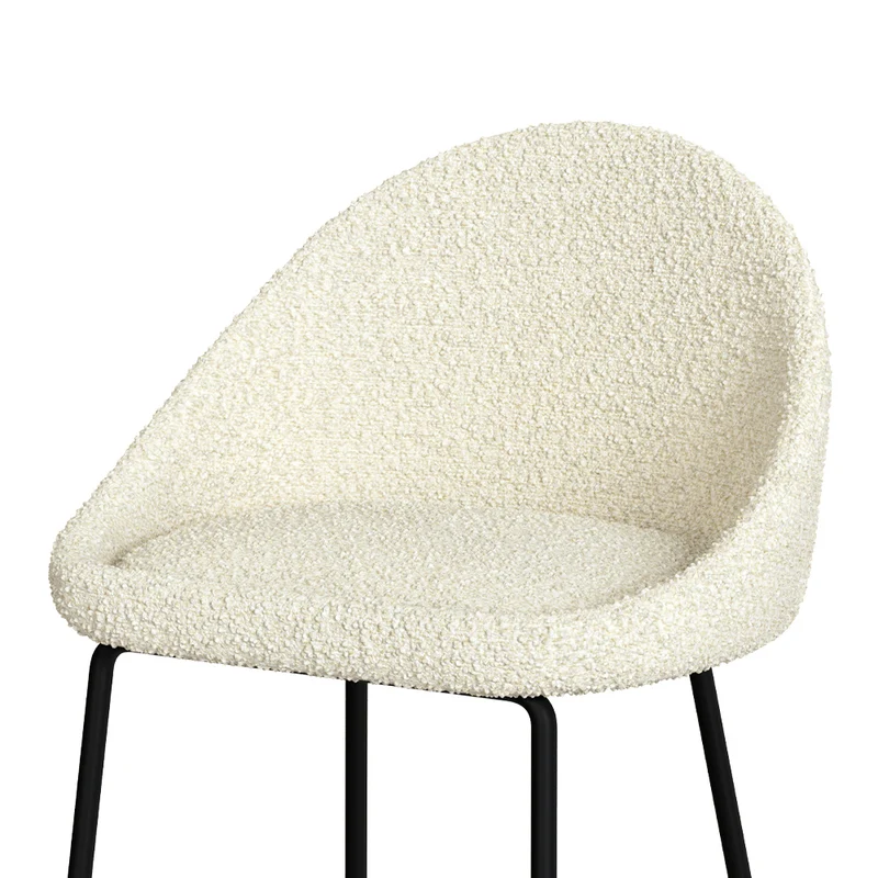 Chaise de bar mi-hauteur Misty effet laine bouclette blanche 65 cm (lot de 2)