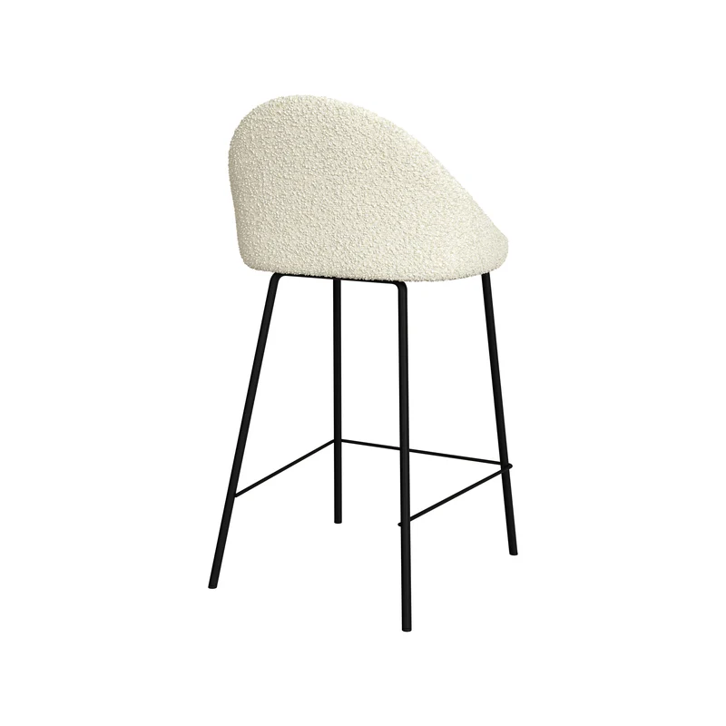 Chaise de bar mi-hauteur Misty effet laine bouclette blanche 65 cm (lot de 2)