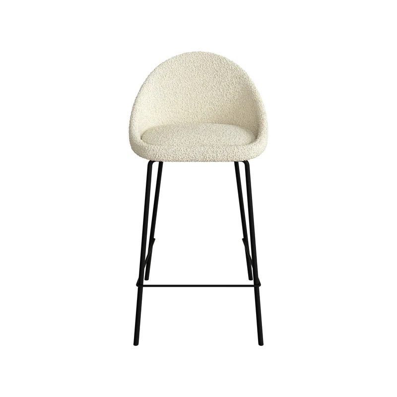 Chaise de bar mi-hauteur Misty effet laine bouclette blanche 65 cm (lot de 2)