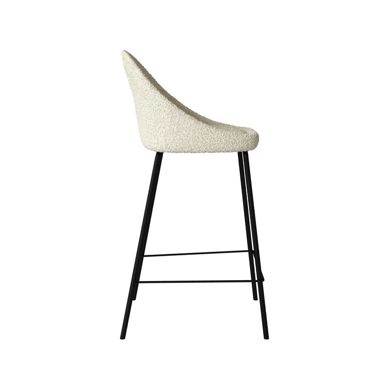 Chaise de bar mi-hauteur Misty effet laine bouclette blanche 65 cm (lot de 2)