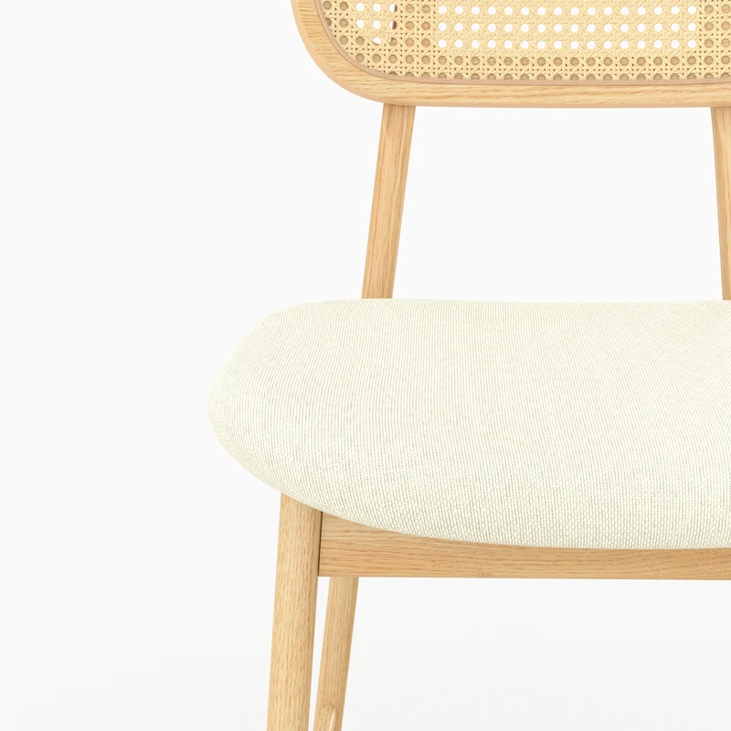 Chaise de bar mi-hauteur Maria en tissu beige et bois 64.5 cm (lot de 2)
