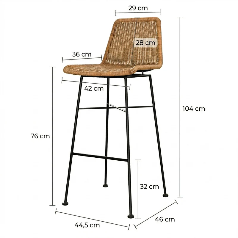 Chaise de bar Mandya naturelle 76 cm (lot de 2)