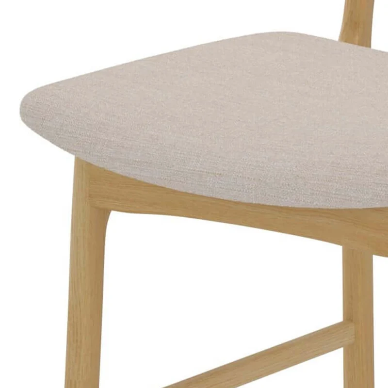 Chaise de bar mi-hauteur Lana en tissu beige et bois 66 cm (lot de 2)