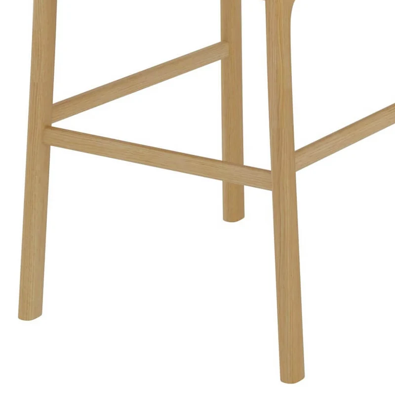 Chaise de bar mi-hauteur Lana en tissu beige et bois 66 cm (lot de 2)