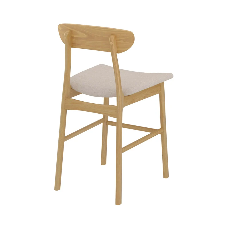 Chaise de bar mi-hauteur Lana en tissu beige et bois 66 cm (lot de 2)