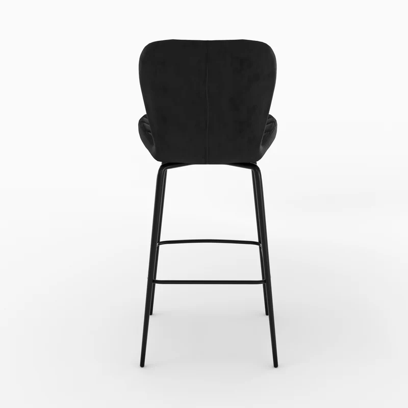 Chaise de bar Mazzia en velours noir 75 cm (lot de 2)