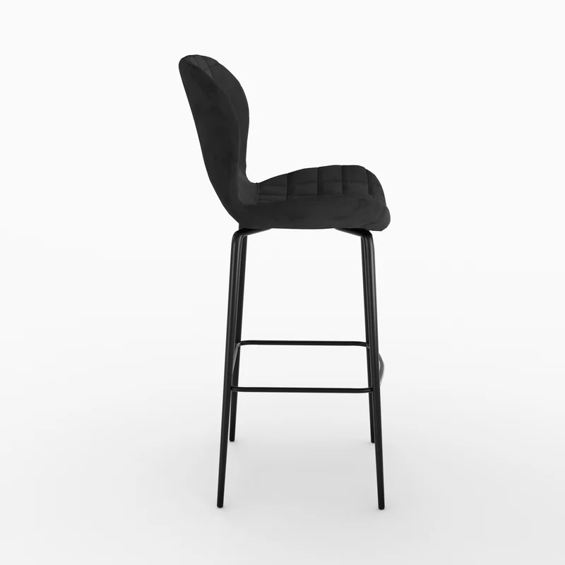 Chaise de bar Mazzia en velours noir 75 cm (lot de 2)