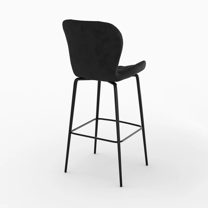Chaise de bar Mazzia en velours noir 75 cm (lot de 2)