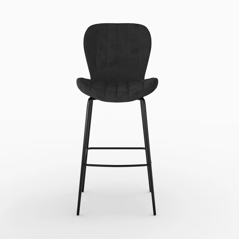 Chaise de bar Mazzia en velours noir 75 cm (lot de 2)