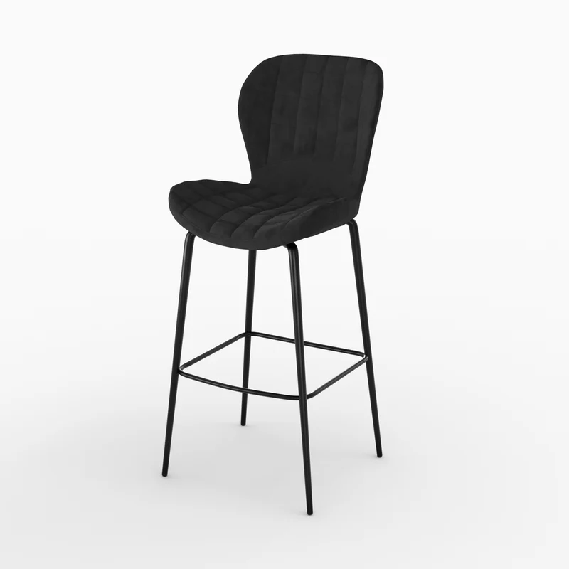 Chaise de bar Mazzia en velours noir 75 cm (lot de 2)