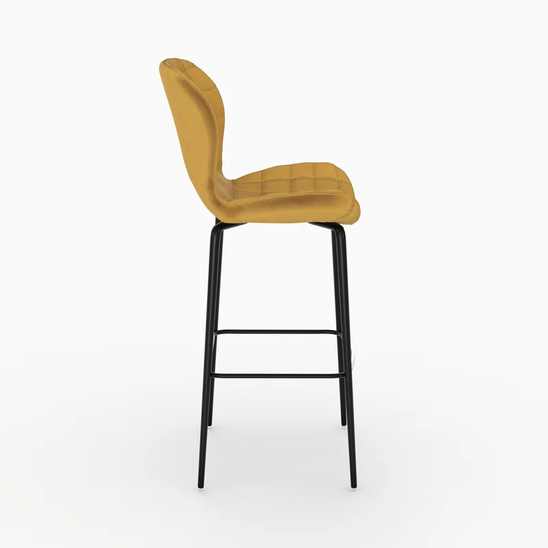 Chaise de bar Mazzia en velours jaune curry 75 cm (lot de 2)