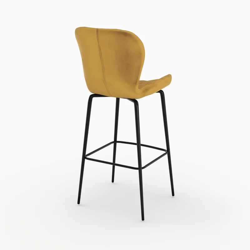 Chaise de bar Mazzia en velours jaune curry 75 cm (lot de 2)