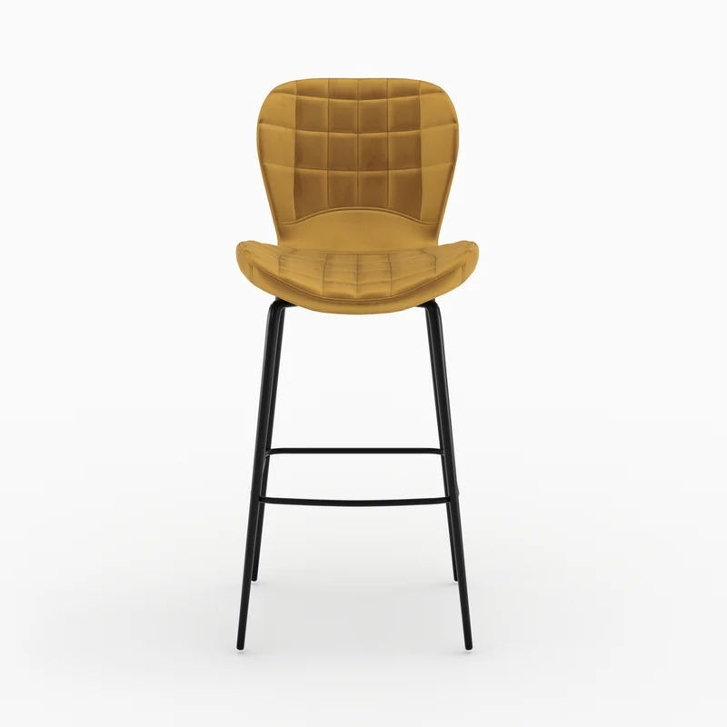 Chaise de bar Mazzia en velours jaune curry 75 cm (lot de 2)